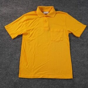 Vintage Crystal Springs Polo Shirt Mens Small Yellow German Heritage Pocket Thin